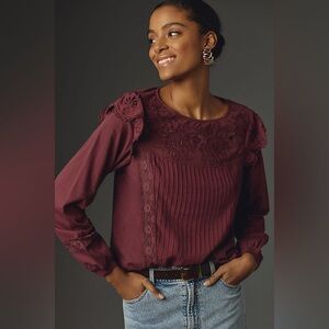 Anthropologie Tiny Elegant Burgundy Women's Top
